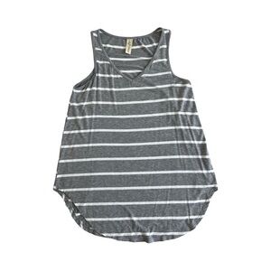 Allison Joy gray white striped sleeveless tank top size small